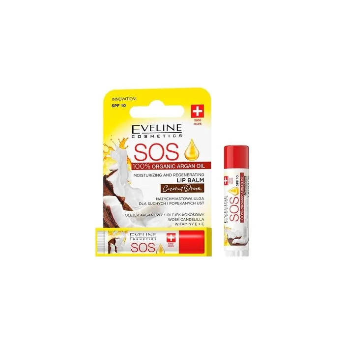 Eveline Cosmetics Sos Moisturizing And Regenerating Lip Balm With Coconut