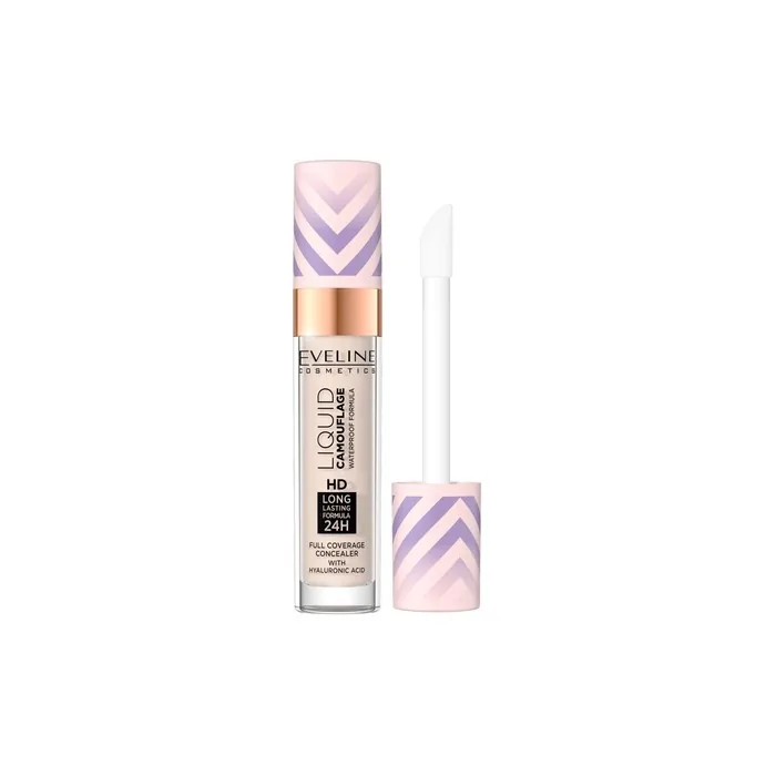 Eveline Liquid Camouflage Hd Waterproof Concealer With Hyaluronic Acid 01 Light Porcelain 7.5ml