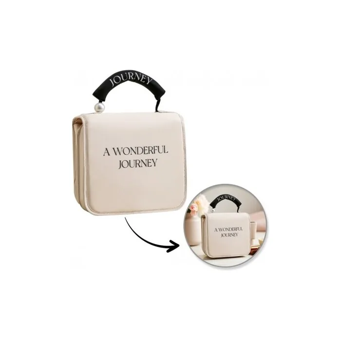 Ecarla Expandable Cosmetic Bag Cream Case With Handle Ks153k