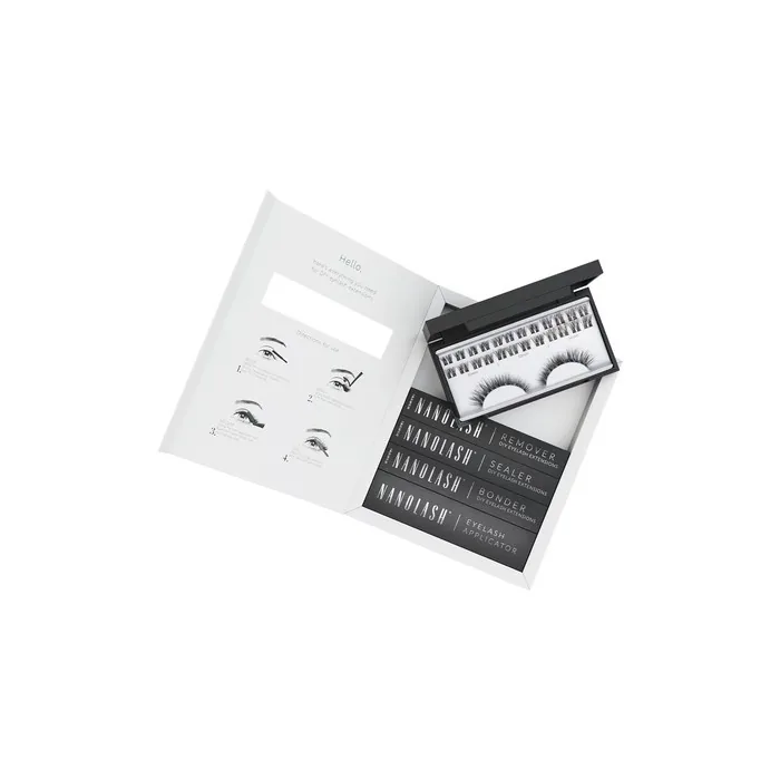 Nanolash Set Artificial Eyelashes 10, 12, 14mm Fantasy With 36 Pieces, 5ml Eyelash Bonder, 5ml Eyelash Sealer, 1 Applicator, And 5ml Remover