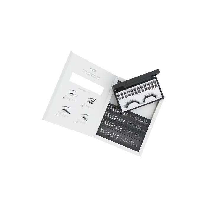Nanolash Set Artificial Eyelashes Heartbreaker - 36 Pieces 10mm, 12mm, 14mm With 5ml Bonder, 5ml Sealer, 1 Applicator, And 5ml Remover
