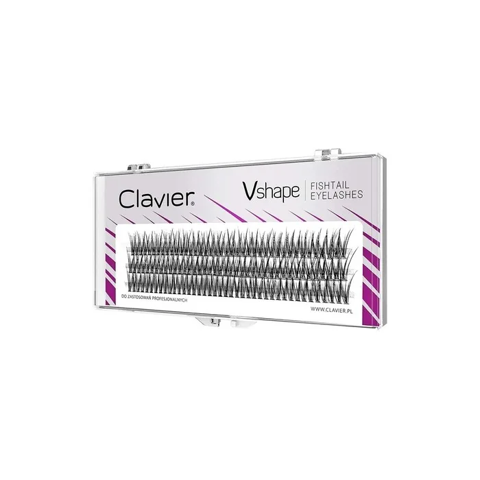 Clavier Fishtail C-Curl V-Shape Cluster Eyelashes 14mm - Kardashian Effect for Natural 3D Look