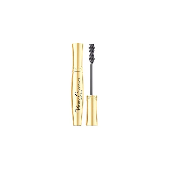 Volume Celebrity Curling and Thickening Mascara with Jojoba Oil, Carnauba Wax, D-Panthenol - Silicone Brush for Extreme Length and Volume