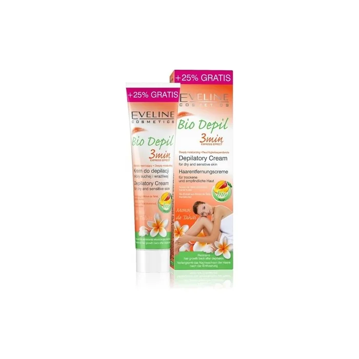 3-Minute Express Hair Removal Cream for Dry/Sensitive Skin Bio-Depil with Mango Extract, Karite Butter, Gardenia Flower 125ml
