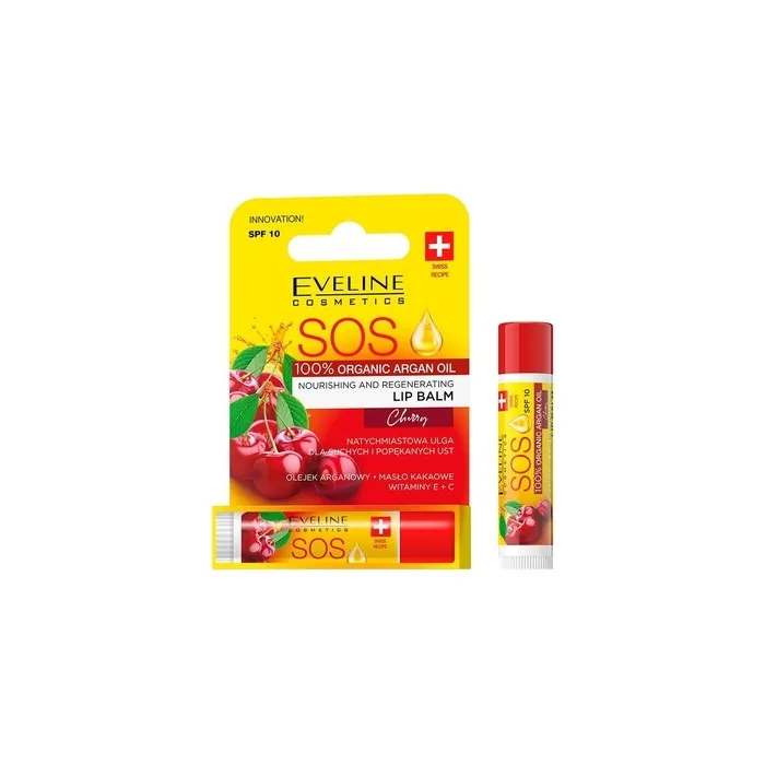 S.O.S. Nourishing and Regenerating Lip Balm Cherry - Organic Argan Oil and Cocoa Butter