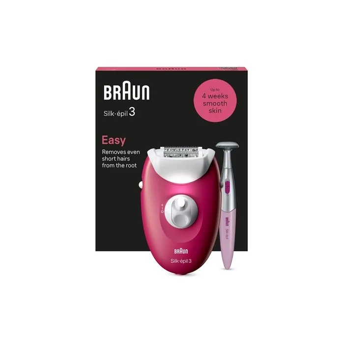 Braun Silk-épil 3 Corded Epilator for Easy Hair Removal Silky Smooth Skin Raspberry3-202