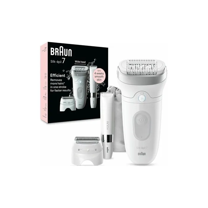 Braun Silk-épil 7 Epilator for Easy Hair Removal Long-Lasting Smooth Skin 7-441 White/Silver
