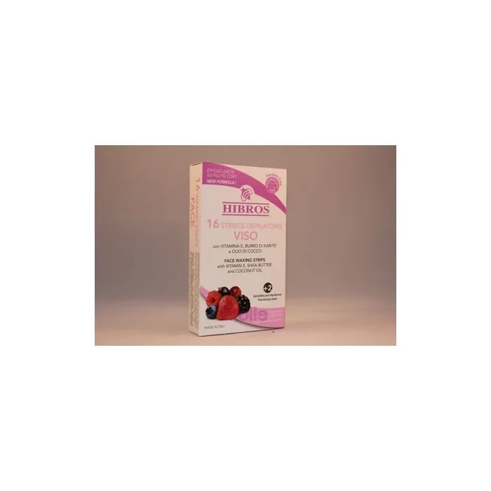 Hibros Face Wax Strips Berry Fruits X16/20 - 16 Wax Strips And 2 Wipes