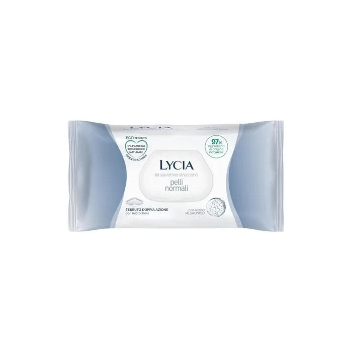 Lycia Makeup Remover Wipes for Normal Hair with Hyaluronic Acid 60 Towels