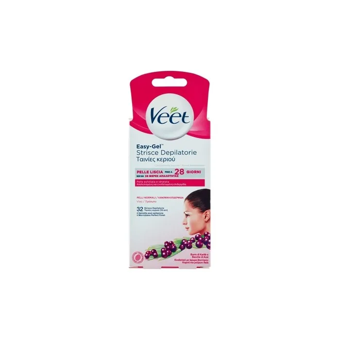 Veet Facial Depilatory Strips for Normal Skin Face 32 Pieces