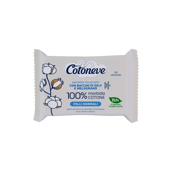 Cotoneve Cleansing Wipes With Goji Berries And Pomegranate For Normal Skin 20 Pieces