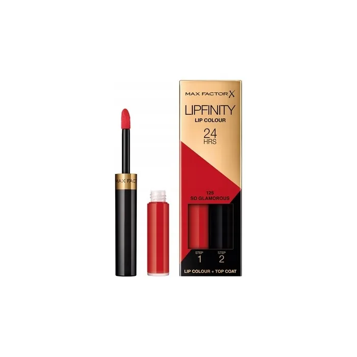 Max Factor Lipfinity Lip Colour In 125 So Glamorous 2.3ml With Top Coat 1.9g