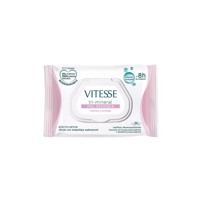 VITESSE TRI-MINERAL Sensitive Skin Makeup Remover Wipes 25 Count