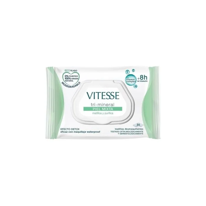 Vitesse Tri-Mineral Mixed Skin Makeup Remover Wipes 25 Units