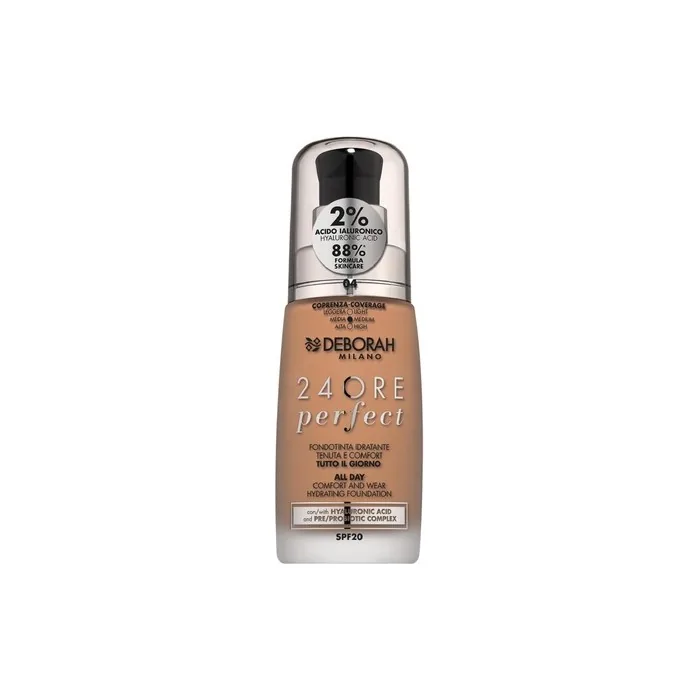 Deborah Milano 24 Hour Liquid Foundation Perfect Moisturising SPF 20 30ml 4 Apricot