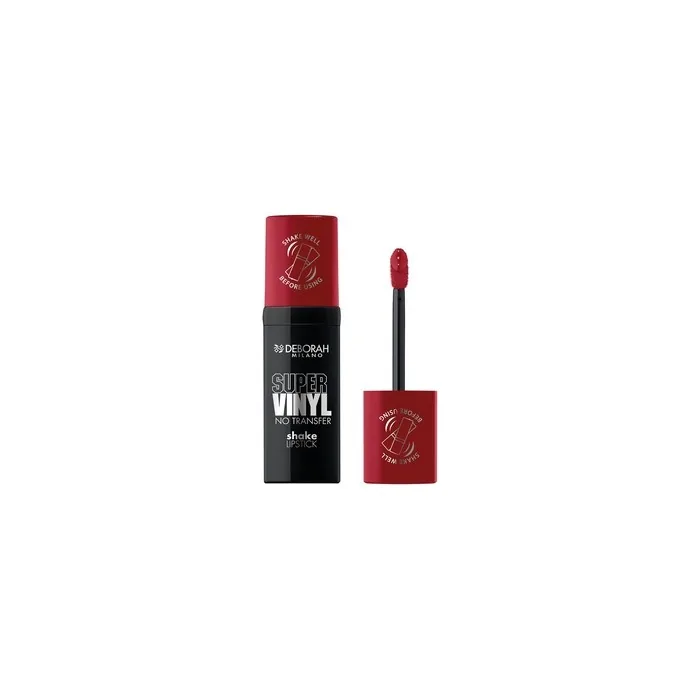 Deborah Milano Super Vinyl Liquid Lipstick No. 5 Ruby Red Intense Color No Transfer Mirror Shine Up to 16 Hours