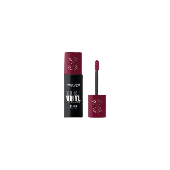 Deborah Milano Super Vinyl Lipgloss Liquid Vinyl Lipstick No. 6 Winery Intense Color No Transfer and Mirror Shine Up to 16 Hours