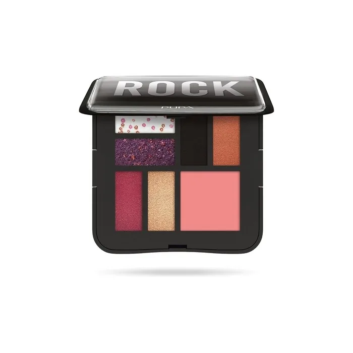 Pupa Rock Cosmetic Bag 004 Black Face and Eye Palette with Mirror 8g