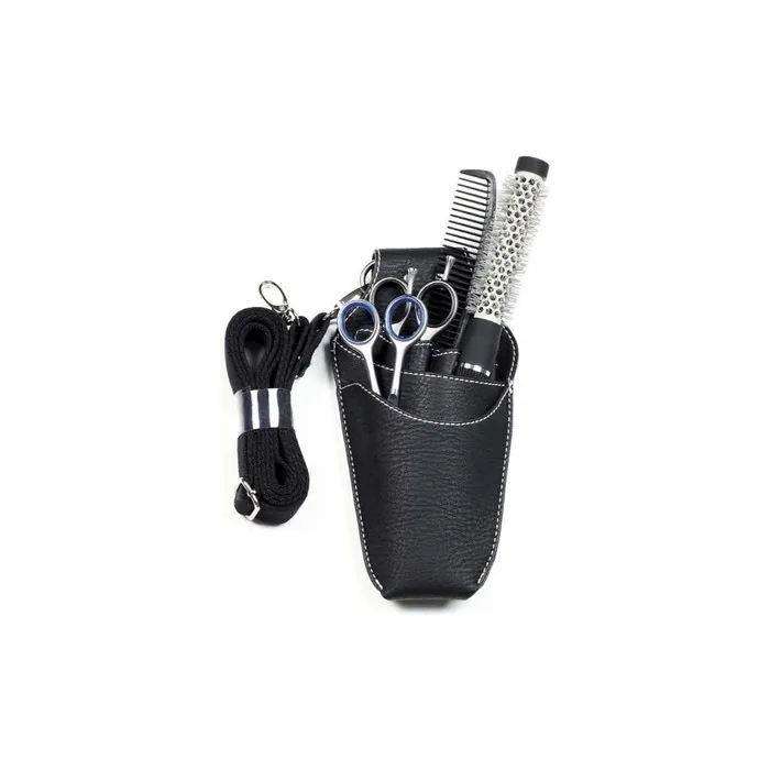 Beauty360 Black Leather Hairdresser Bag with Shoulder Strap