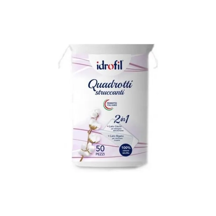 Idrofil Quadrotti Struccanti in Cotone Idrofilo 50pz