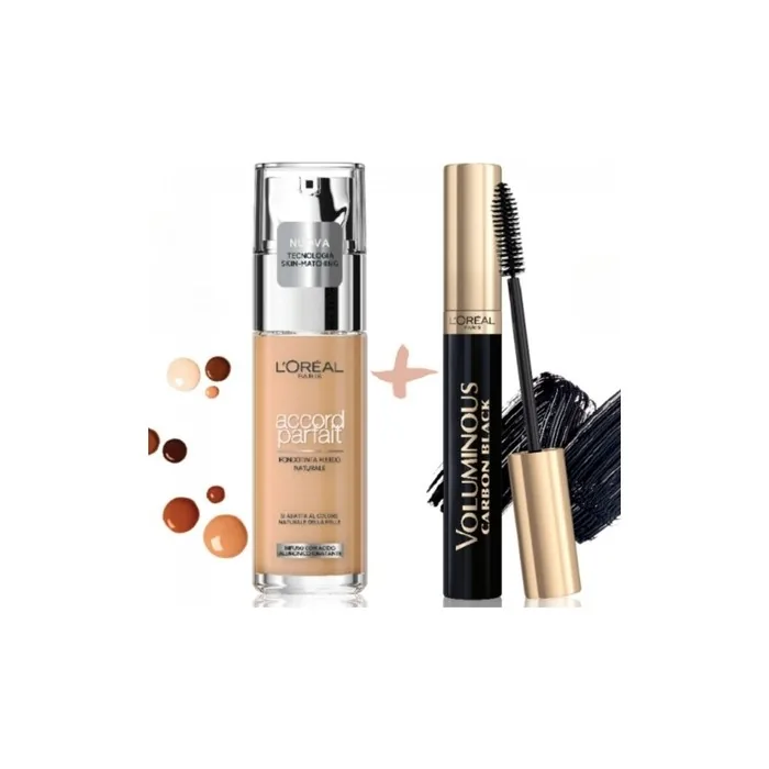 Loreal Paris L'Oreal Accord Parfait Ivory Foundation And Mascara Voluminous X 5 Carbon Black