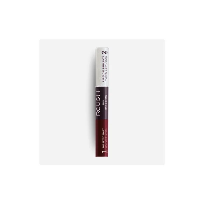 Rougj 2 in 1 Thin & Shine Liquid Lipstick and Moisturizing Volumizing Lip Gloss 05 Burgundy