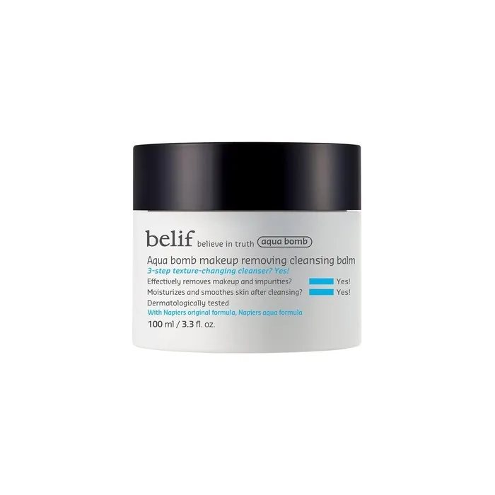 Belif Aqua Bomb Cleansing Balm Makeup Remover Hydrate and Deep Cleanse in 1 Step No Mess Clean Up Melt Away Makeup and SPF Balm to Oil Cleanser Formula No Oily Residue Korean Skin Care