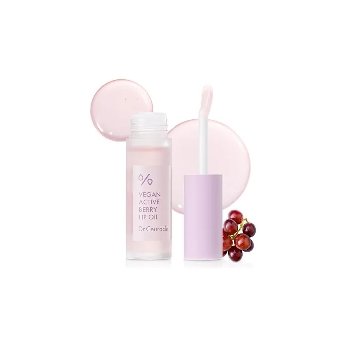 Dr.Ceuracle Vegan Active Berry Lip Oil Anti-Aging Moisturizing Revitalizing Glowing Korean Tinted Lip Gloss Resveratrol from French Grape for Dry Lips 0.15 Fl Oz