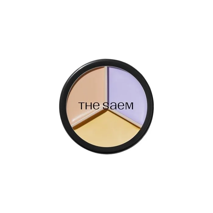 Saem Cover Perfection Triple Pot 04 Tone Up Beige Multifunctional Concealer Palette For Brightening And Revitalizing Tired Skin