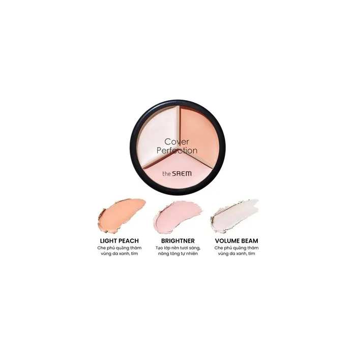 Saem Cover Perfection Triple Pot 05 Dark Up Beige A Triple Concealer Palette For Medium To Dark Skin Tones