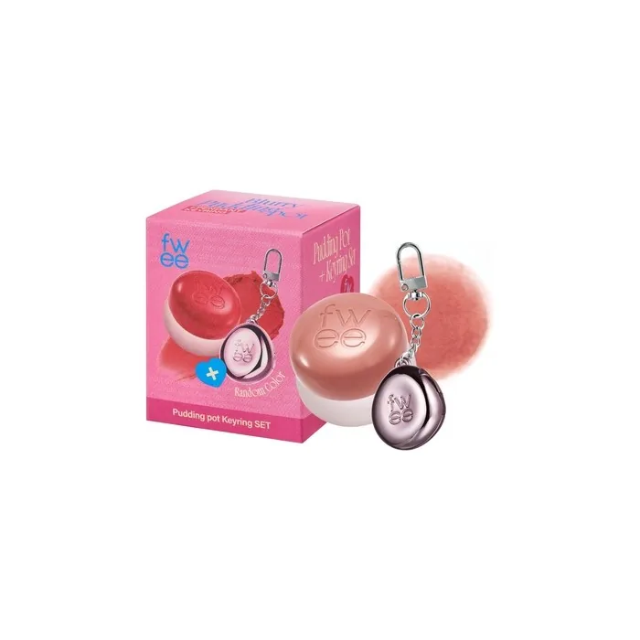 Fwee Blurry Pudding Pot Keychain Set - Airbrushed Blush & Buildable Lip
