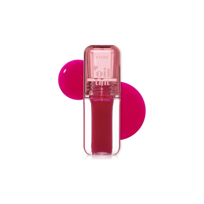 ETUDE Dear Darling Oil Tint #3 Neon Pink 4.2g High Moisturizing and Strong Hydrating Lip Oil Lip Gloss Smooth and Moist Lips Non-Sticky Lip Oil Tint For Dry Lips K-beauty
