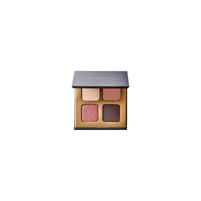 INIKA Organic Quad Eyeshadow Palette Pure Mineral Shimmer Longwear Highly Pigmented Blendable with Vegan Cocoa Seed Extract and Organic Carnauba Wax Cruelty-Free Makeup Flowers