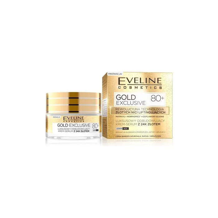 Eveline Gold Exclusive 80+ Luxury Rebuilding Cream-Serum With 24k Gold For Very Mature Skin 50ml