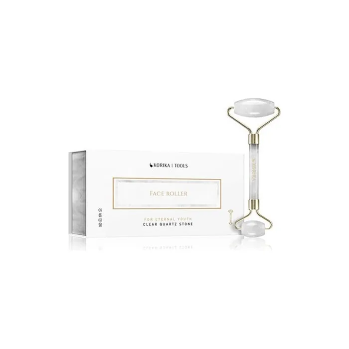 KORIKA White Face Roller Natural Quartz Facial Massage Tool