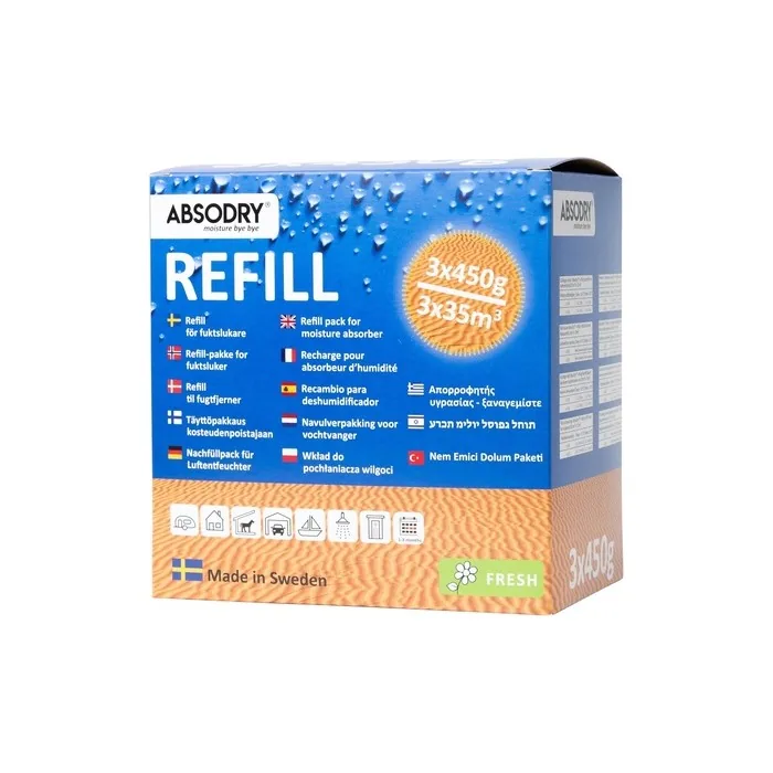 Absodry Moisture Absorber by Everbrand Sweden Refill Fresh Scent 450g - Pack of 3