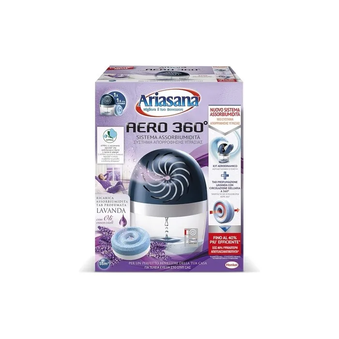 Ariasana Aerodynamic Moisture Absorber Kit Transparent 1 Device 1 Tab Lavender 450g