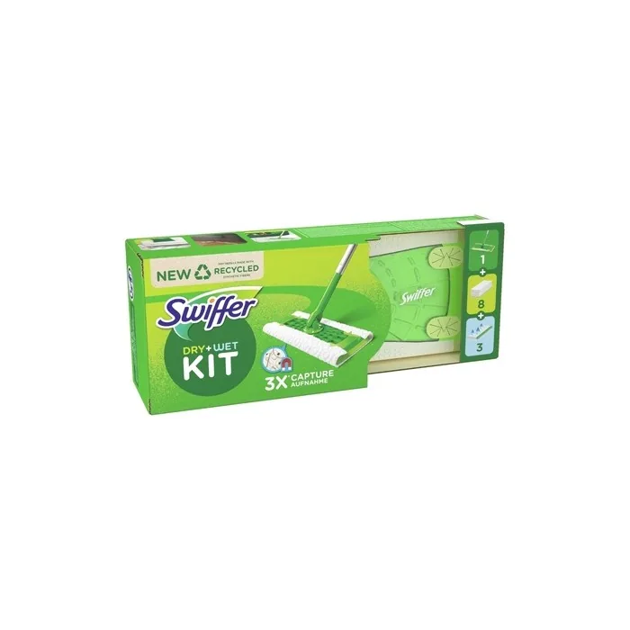 Swiffer Starter Kit for Cleaning Floors with 1 Mop 8 Dry Refills and 3 Wet Wipes
