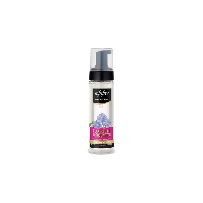 Sofn'Free Curling Mousse with Flaxseed Oil and Rosewater for Natural Curly Hair 6.76 Fl Oz