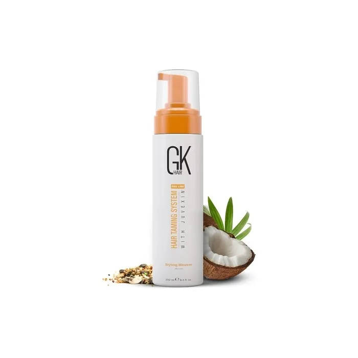 GK HAIR Global Keratin Volumizing Hair Styling Mousse 8.5 Fl Oz 250ml - Enhances Curls and Adds Volume with Medium Hold and Boosts Shine Moisturizing Blow Dry Frizz Control Foam for All Hair Types - Unisex