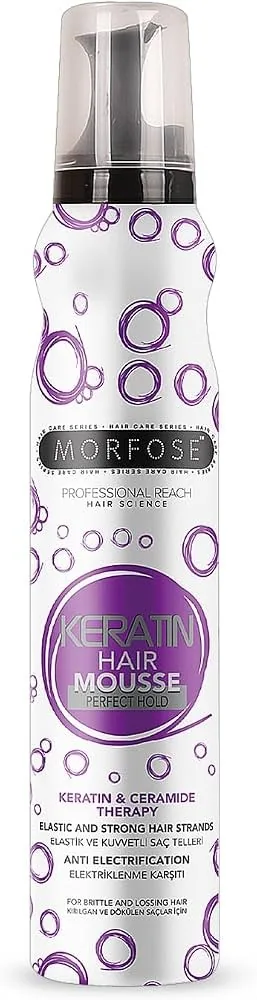 Morfose Keratin Creamy Hair Mousse Perfect Hold 200 Ml - Keratin & Ceramide Therapy Hair Foam Spray