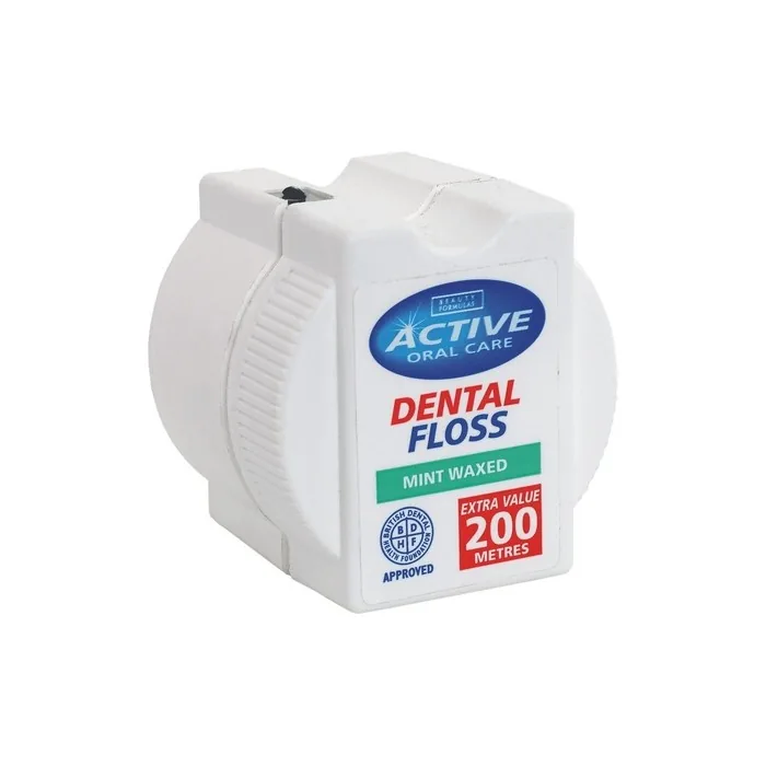 Active Oral Care Mint Dental Floss Waxed 200 Meters