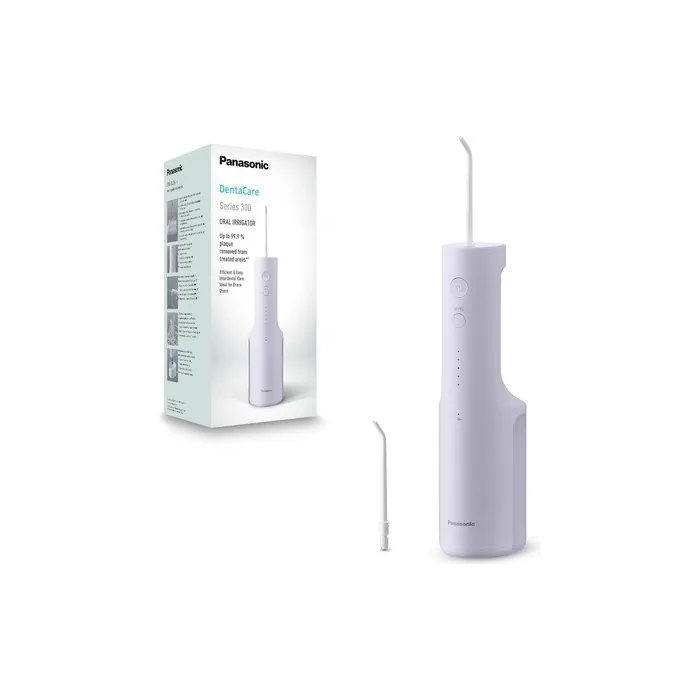 Panasonic Series 300 Ultrasonic Dental Water Flosser EW-DJ26-V303 Oral Irrigator 200ml IPX7 2 Standard Tips 5 Pressure Settings Travel Accessory Purple