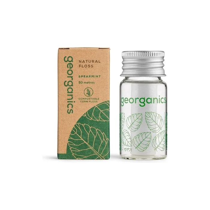 Georganics Dental Floss with Candelilla Wax 30 Meters Biodegradable and Natural - Green Mint