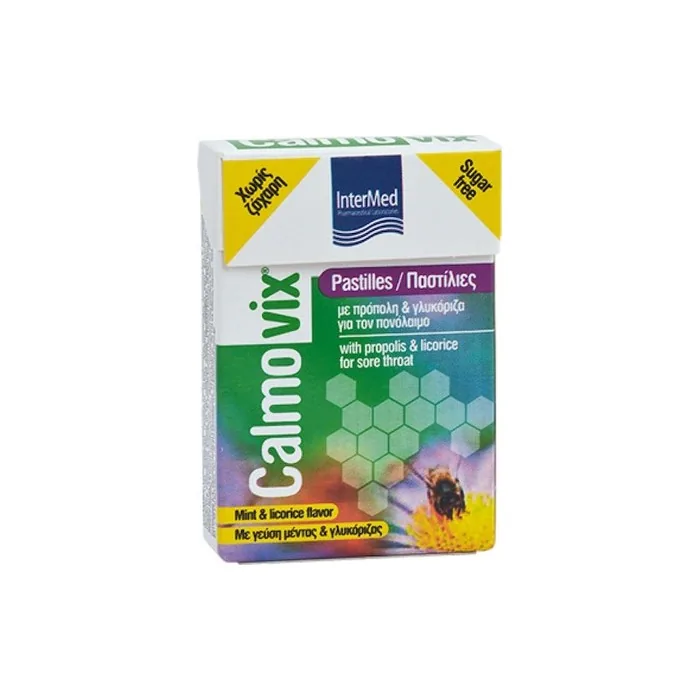 Intermed Calmovix Lozenges For Sore Throat With Propolis And Licorice Sugarfree 25g
