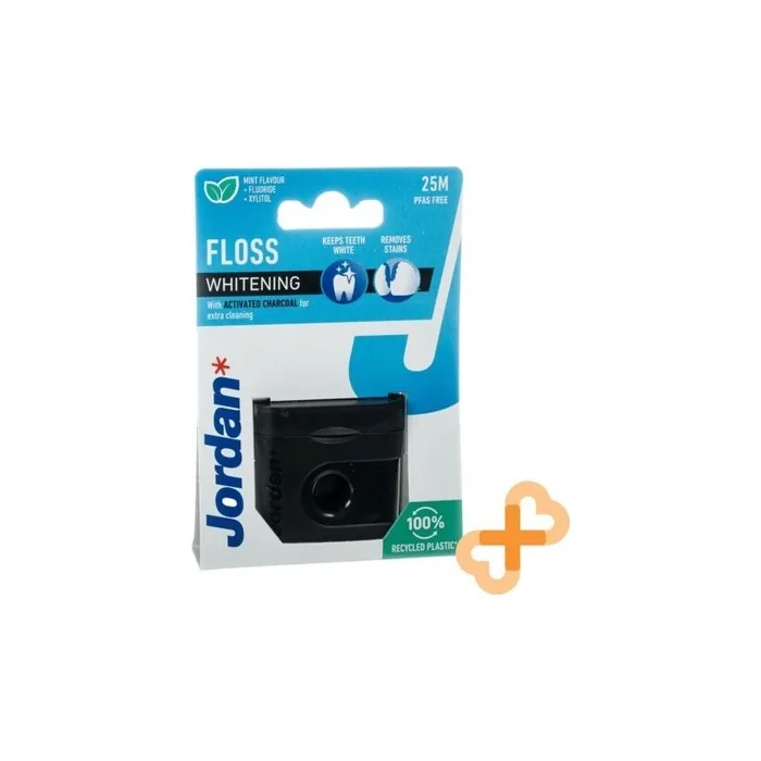 Jordan T.S. Whitening Dental Floss 25m Mint Flavor with Fluoride and Charcoal