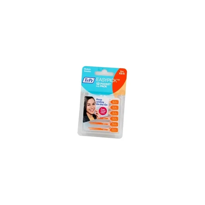 Tepe Oral Hygiene Products Easypick 12 Pieces With Pocket Pack Size Xss Orange