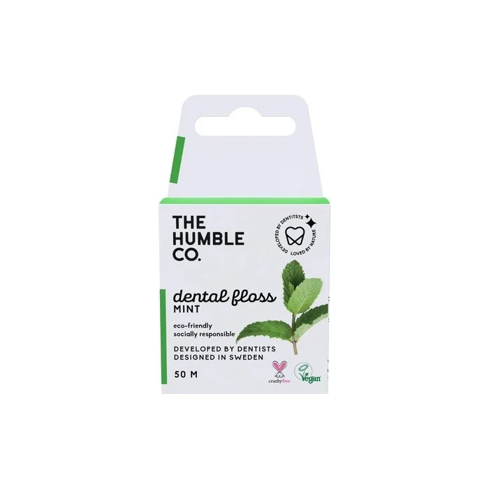 The Humble Co. Dental Floss Fresh Mint Developed by Dentists Designed in Sweden Teeth Cleaning Sustainable Reusable Vegan Cruelty-Free Eco-Friendly Packaging 50m
