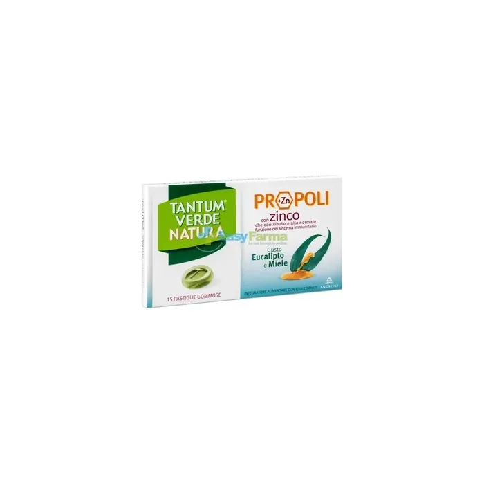 Angelini Tantum Verde Natura Propolis Eucalyptus And Honey 15 Chewy Tablets