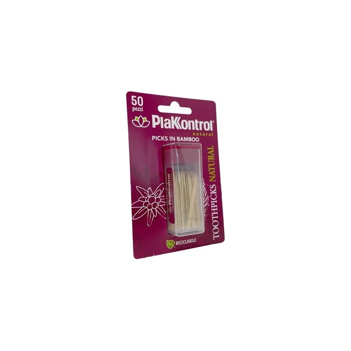 Ideco Plakkontrol Natural Toothpicks in Bamboo 50 Pieces